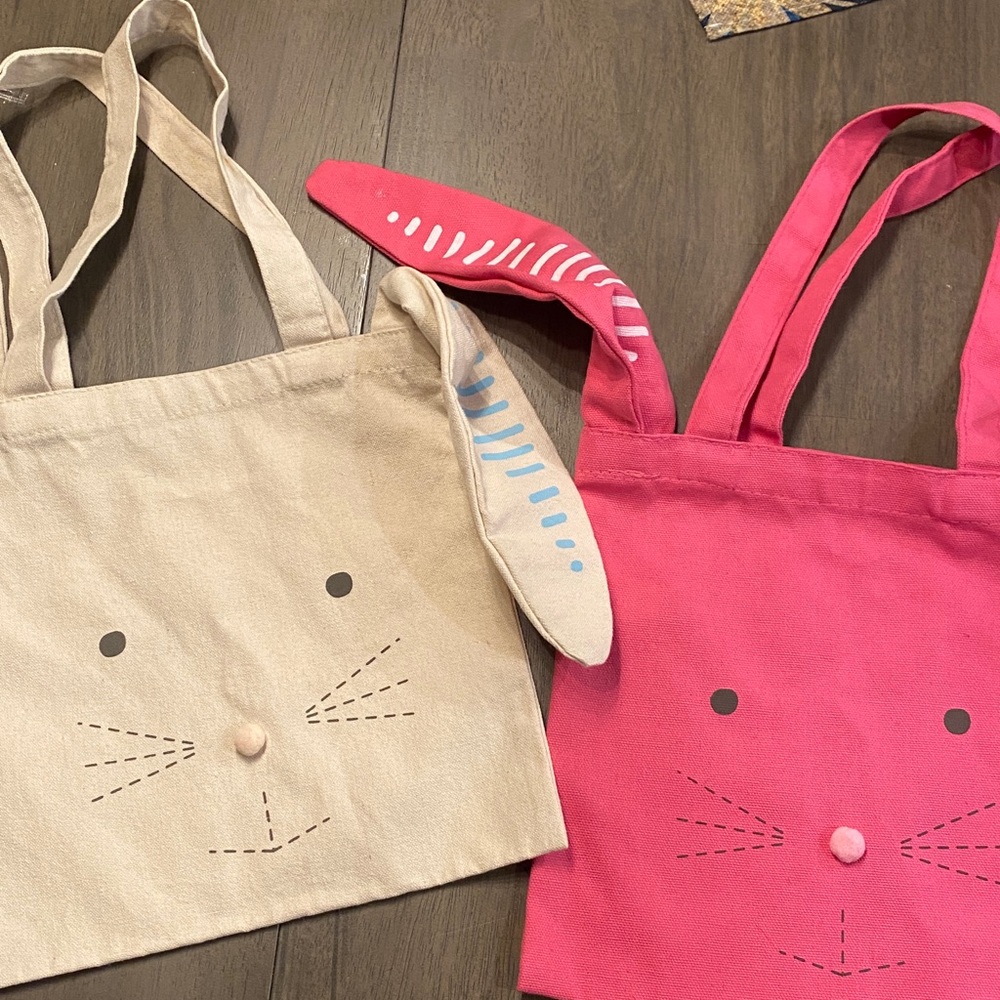 Adorable Bunny Ear Tote Bags for Kids - Cream and Pink